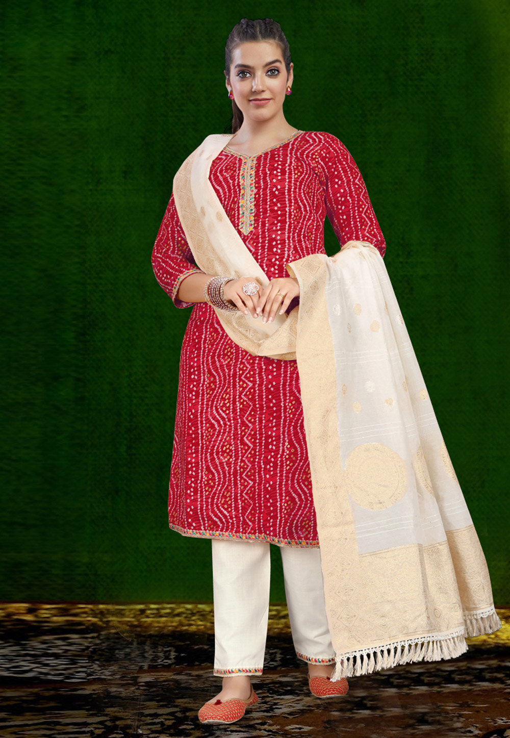 Maroon Cotton Readymade Pant Style Suit 307914