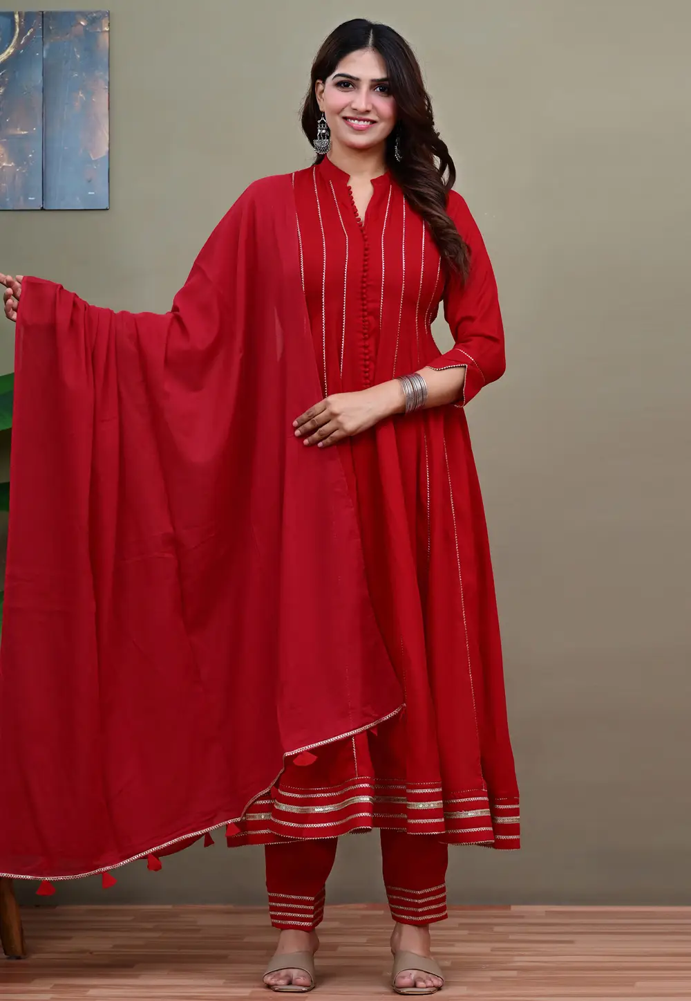 Maroon Cotton Readymade Pant Style Suit 335818