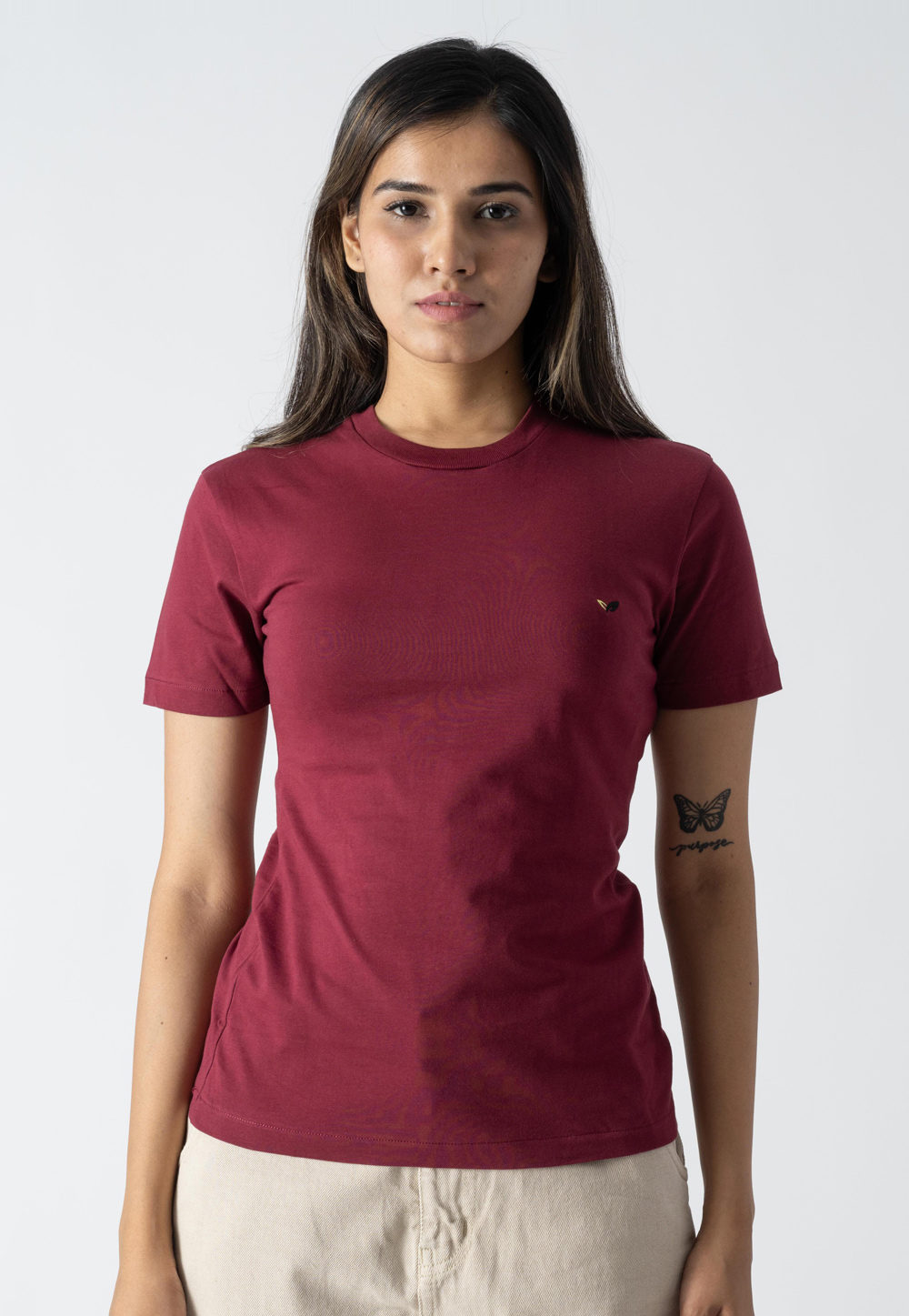 Maroon Cotton Round Neck T-Shirt 313303