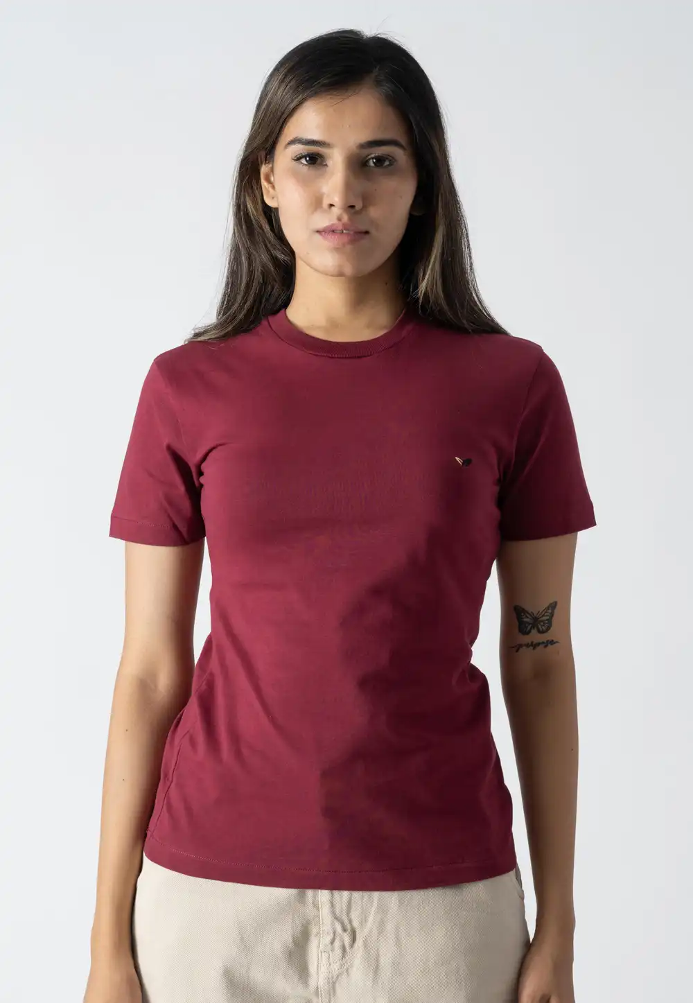 Maroon Cotton Round Neck T-Shirt 313303