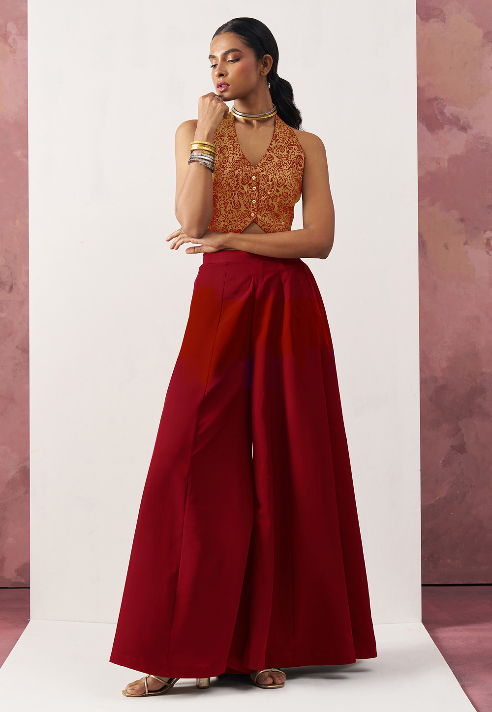 Maroon Crepe Readymade Lehenga Choli 306881