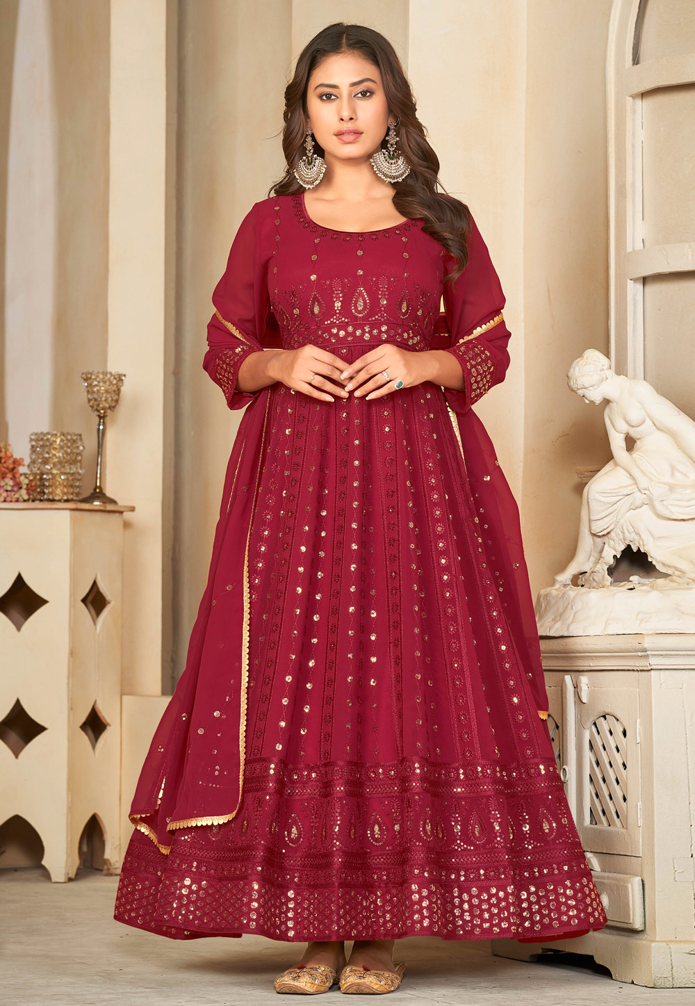 Maroon Georgette Anarkali Suit 282440
