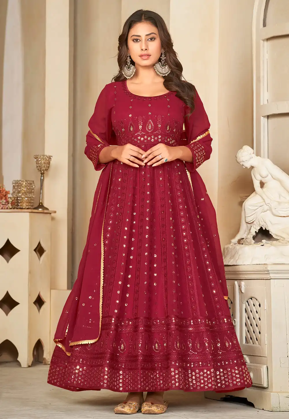 Maroon Georgette Anarkali Suit 282440