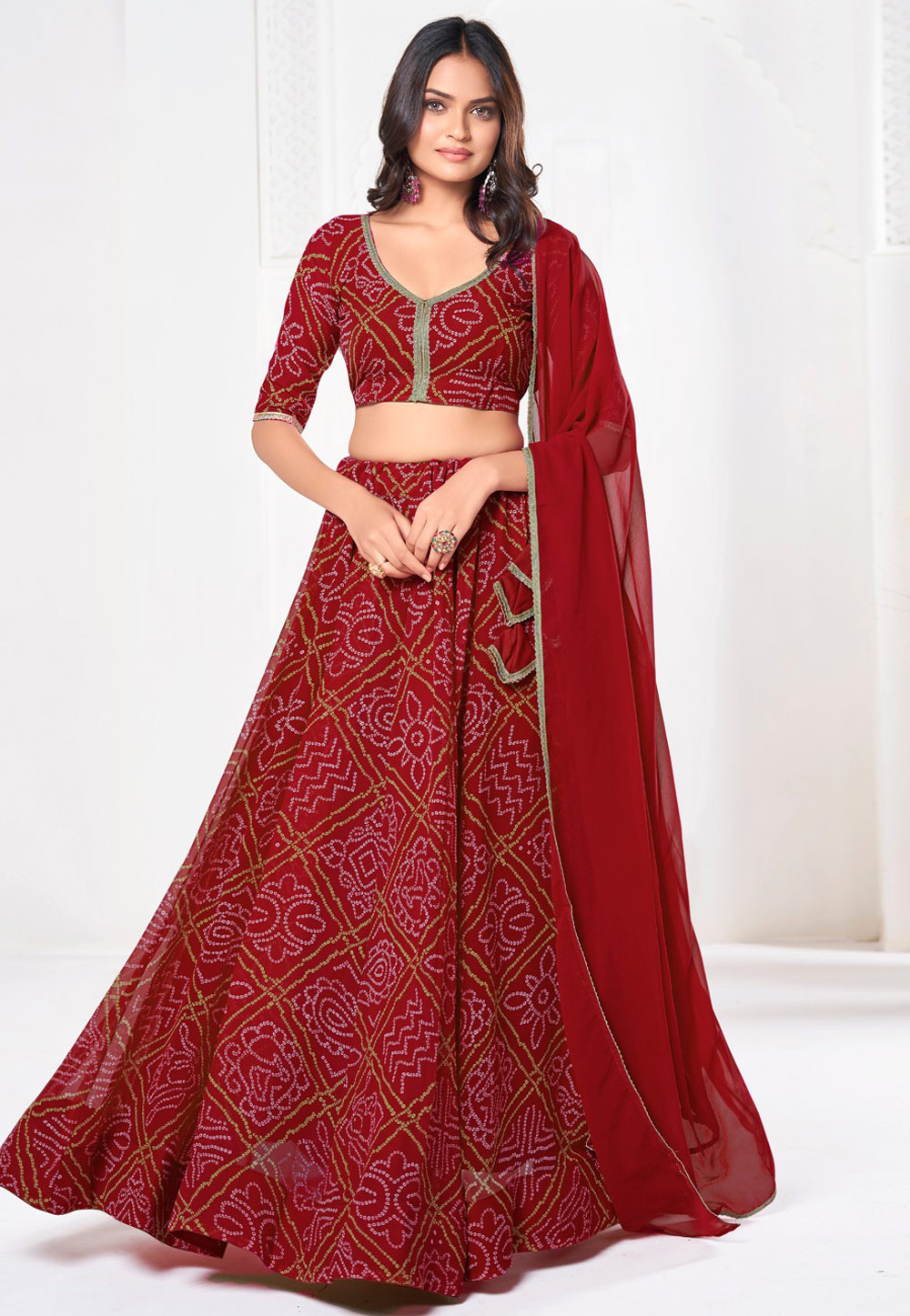 Maroon Georgette Lehenga Choli 306184