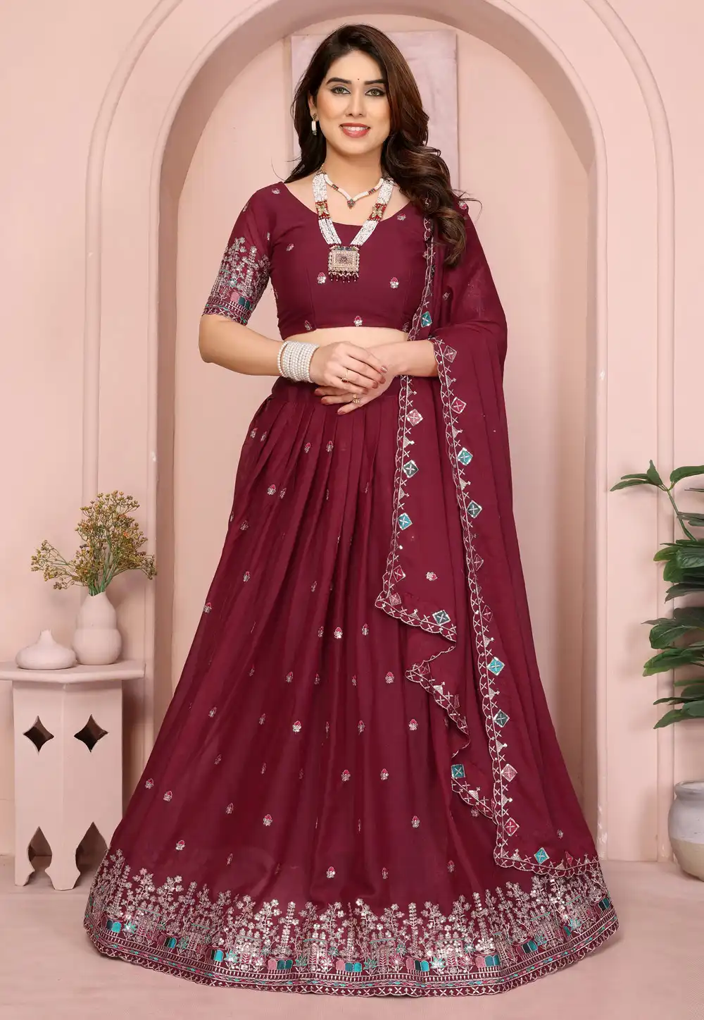 Maroon Georgette Lehenga Choli 314915