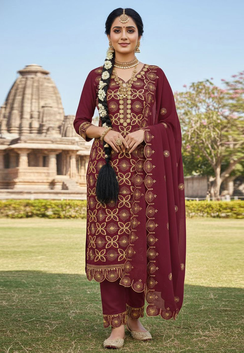 Maroon Georgette Pakistani Suit 322760