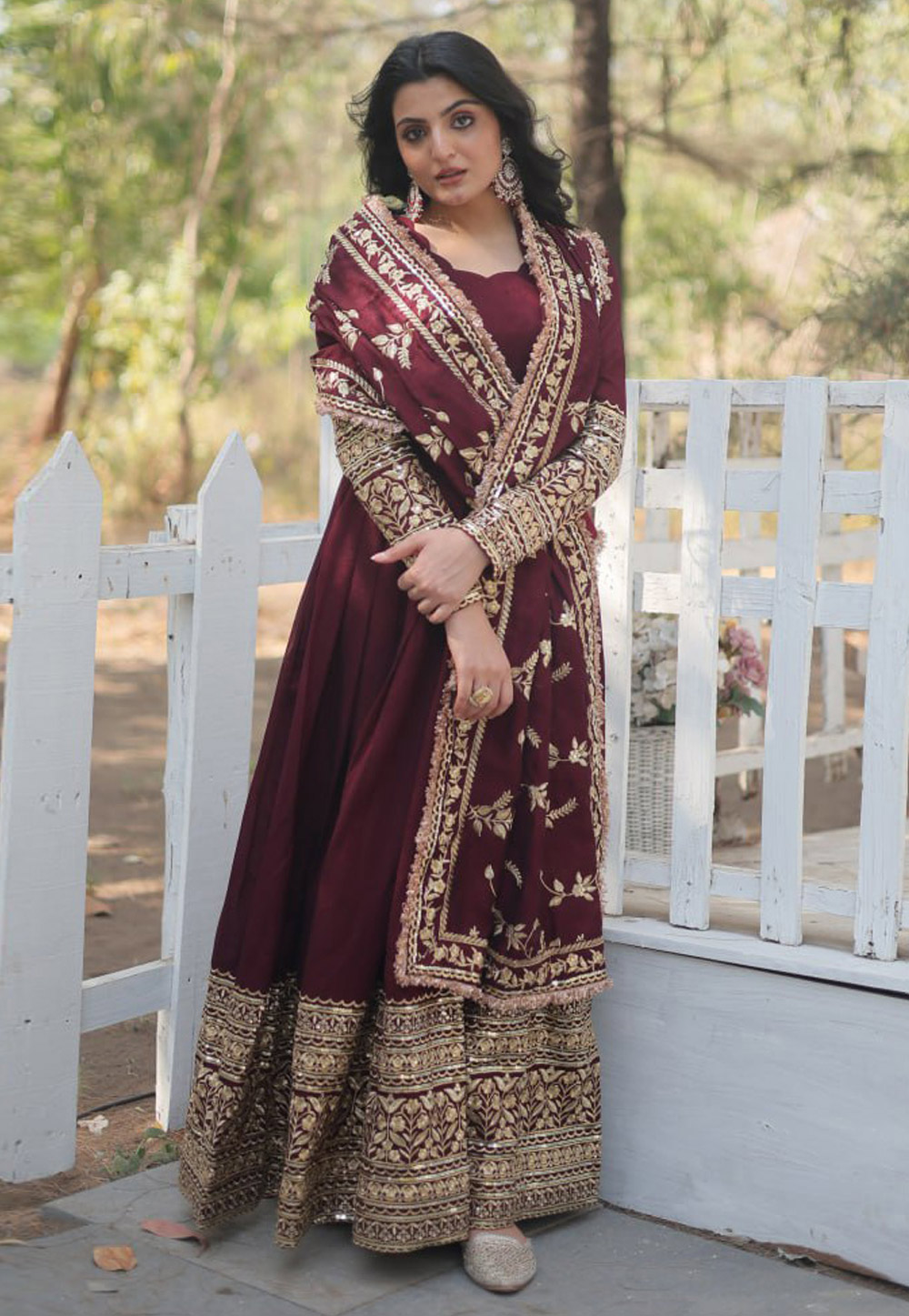 Maroon Georgette Readymade Anarkali Suit 312472