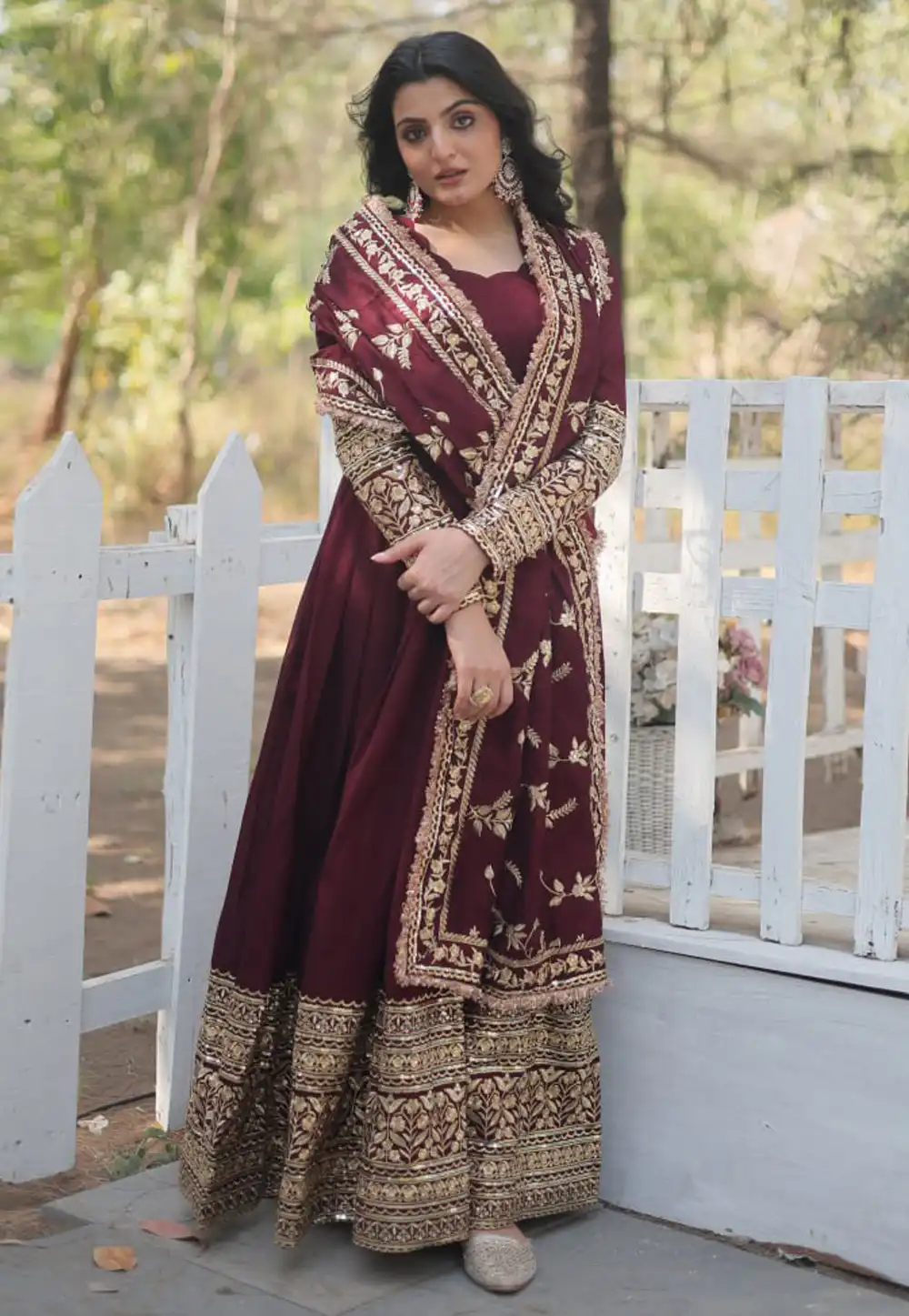 Maroon Georgette Readymade Anarkali Suit 312472
