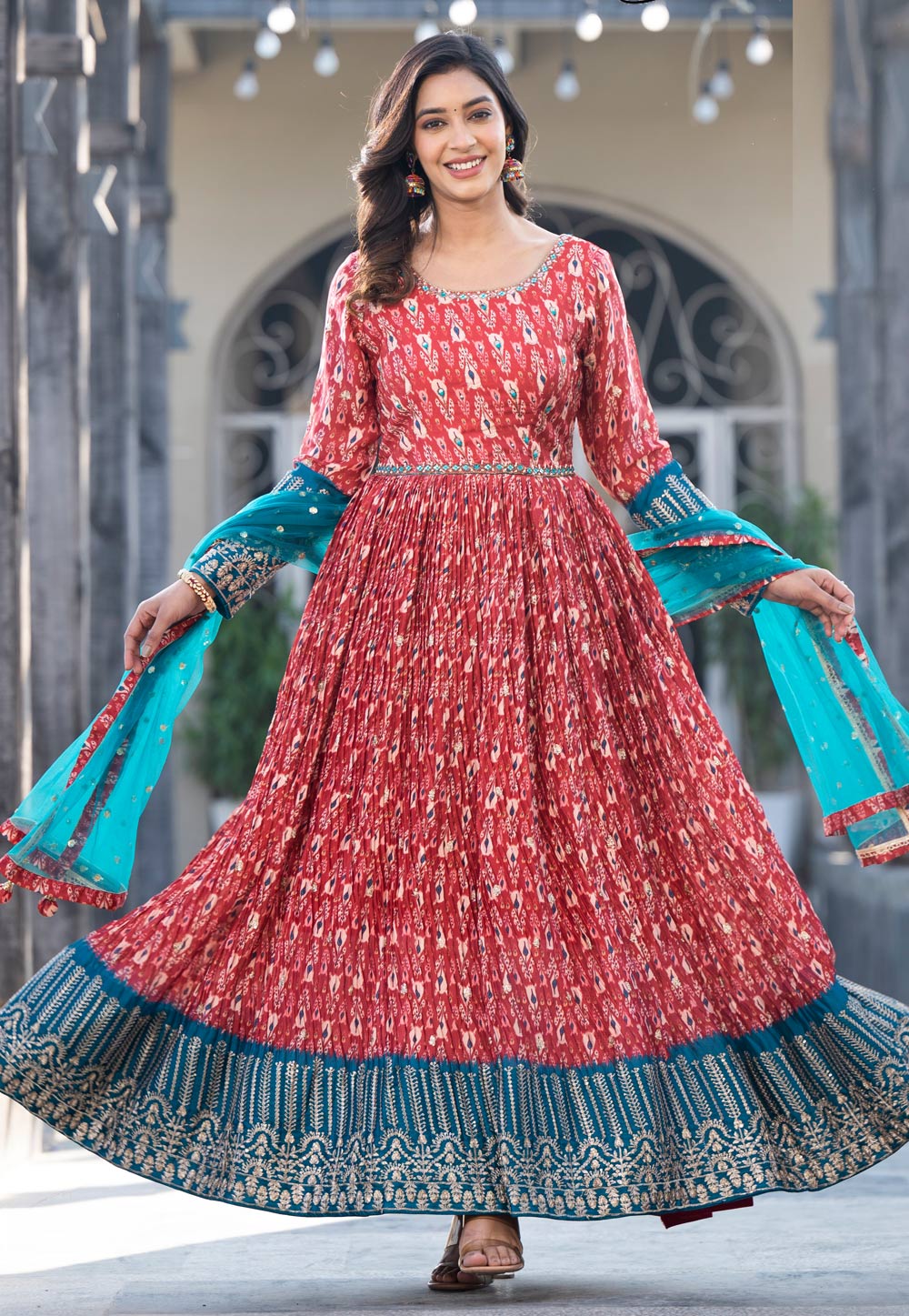 Maroon Georgette Readymade Long Anarkali Suit 280577