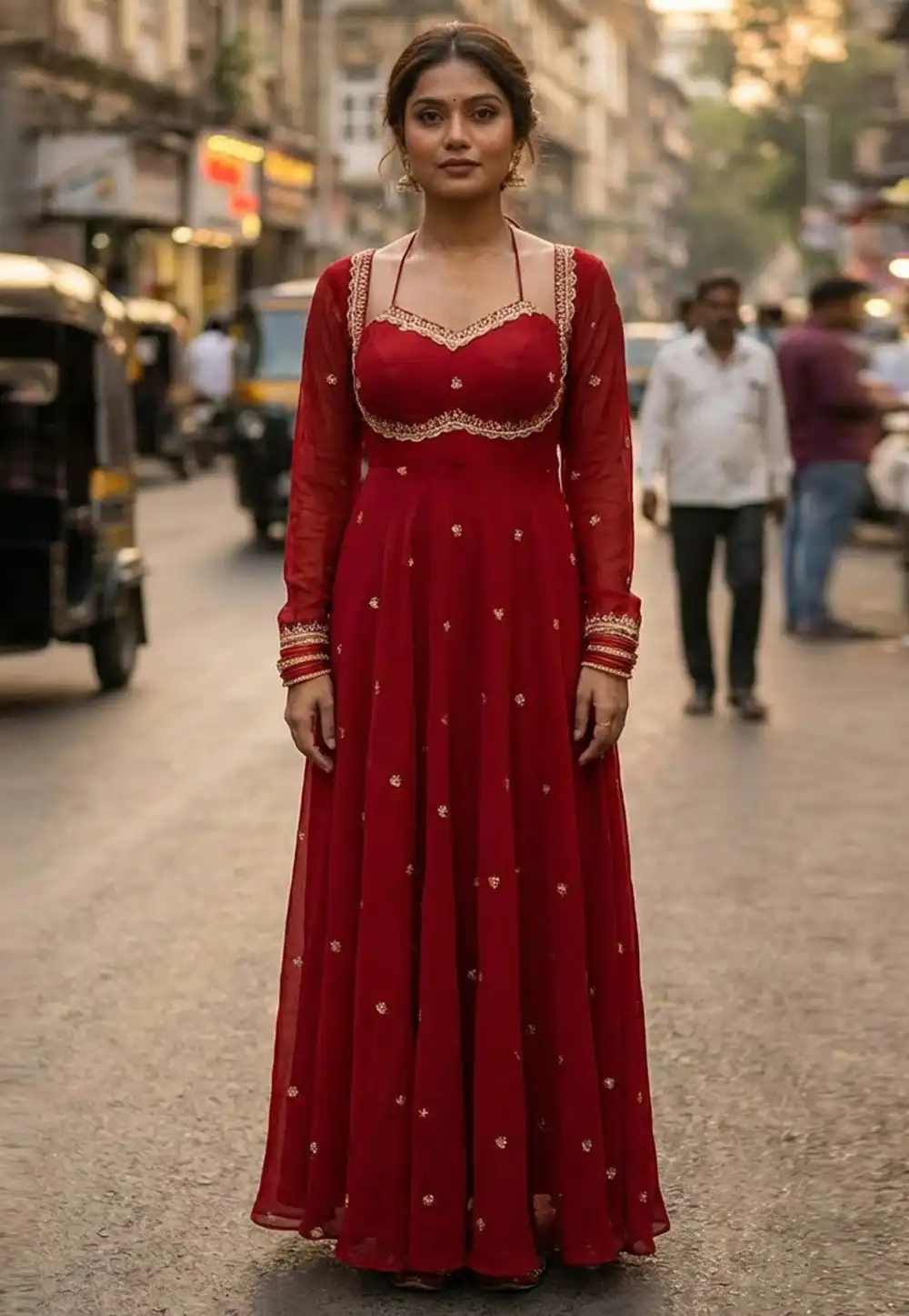 Maroon Georgette Readymade Long Anarkali Suit 321888