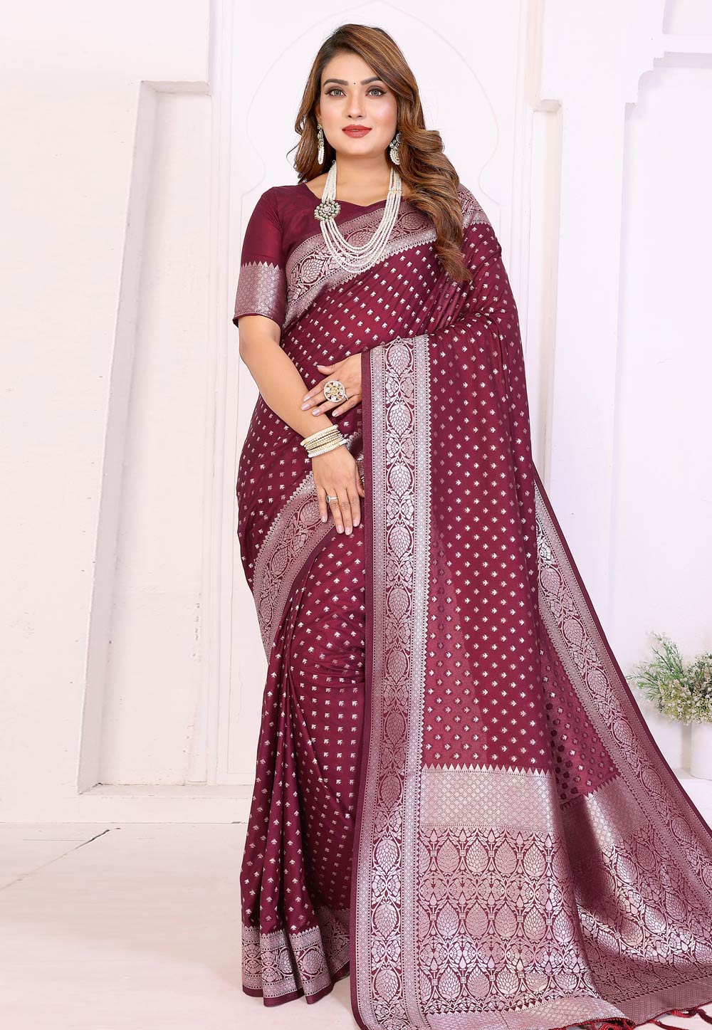 Maroon Georgette Saree With Blouse 321322