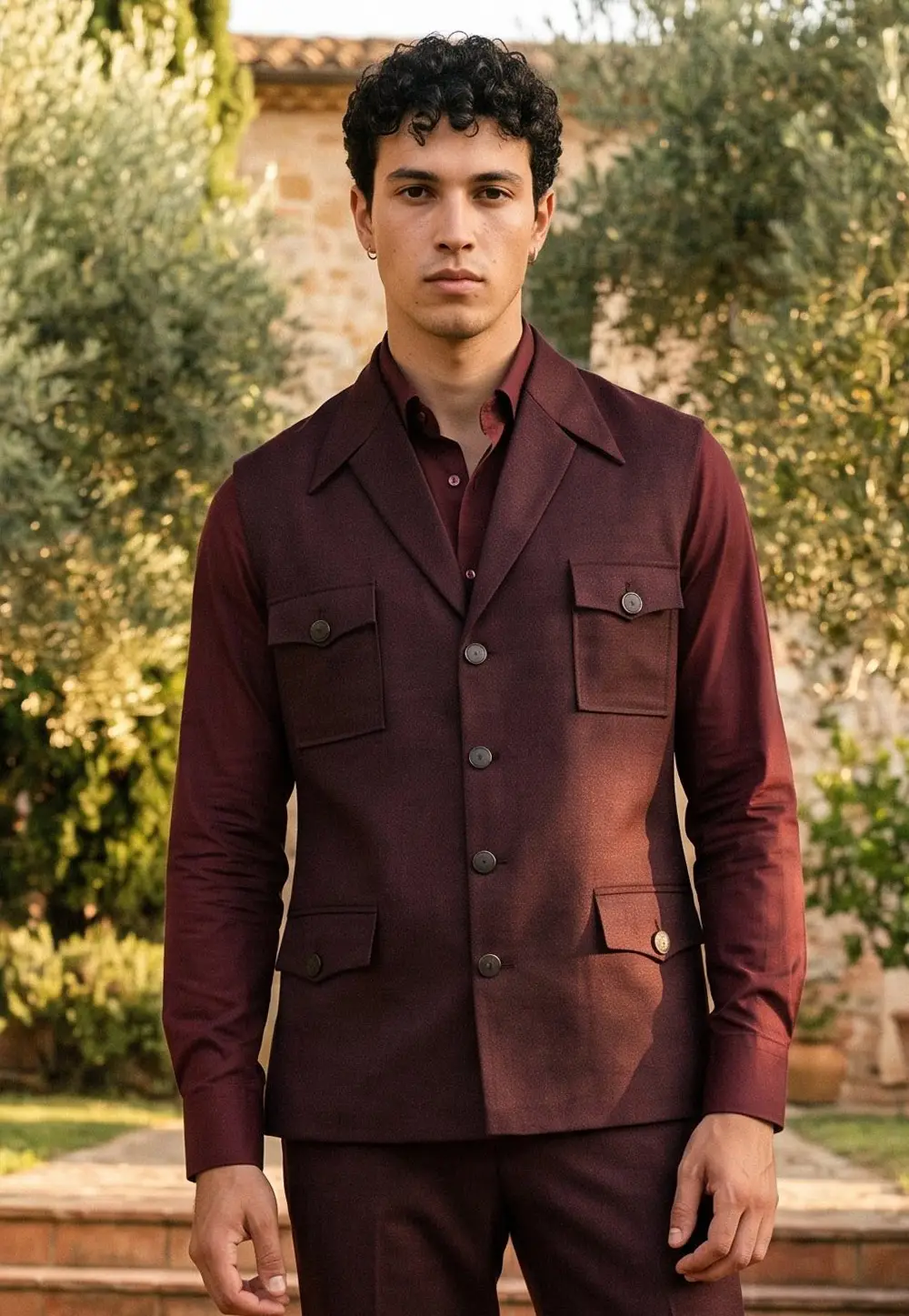 Maroon Jute Jacket 333492