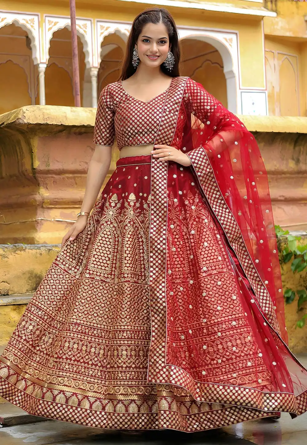 Maroon Raw Silk Lehenga Choli 315233