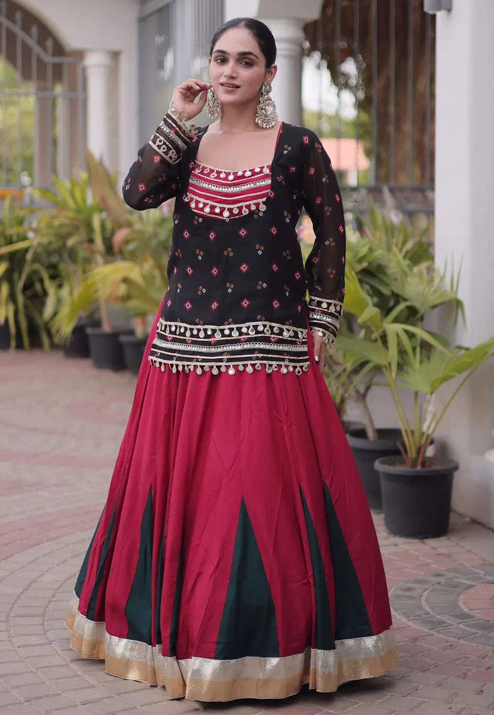 Maroon Rayon Navratri Chaniya Choli 333948