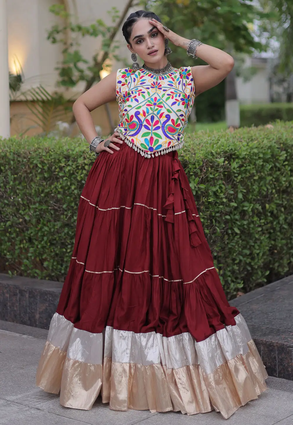 Maroon Rayon Navratri Chaniya Choli 333804
