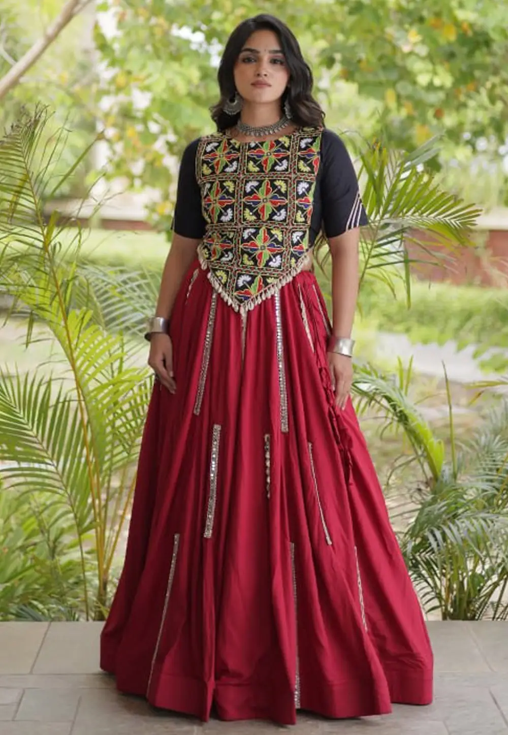 Maroon Rayon Navratri Chaniya Choli 335396