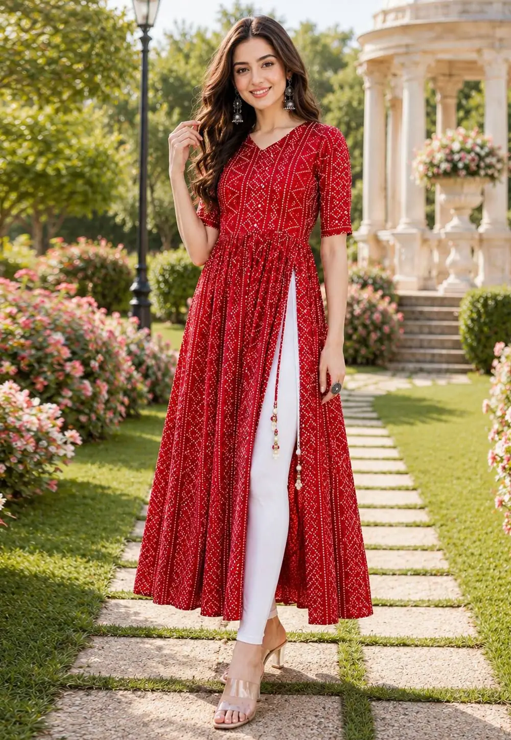 Maroon Rayon Printed Long Tunic 332545