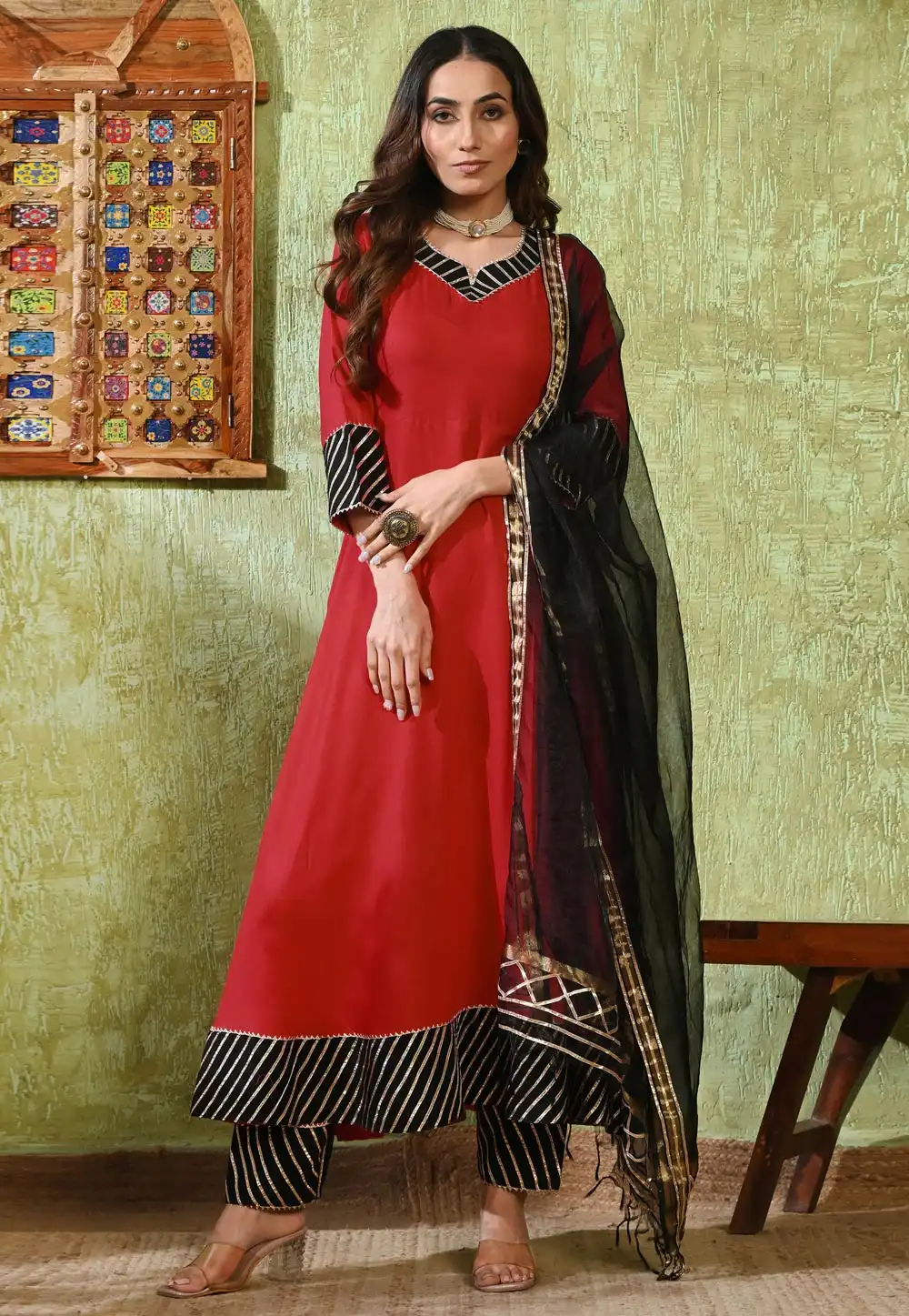 Maroon Rayon Readymade Anarkali Suit 326579