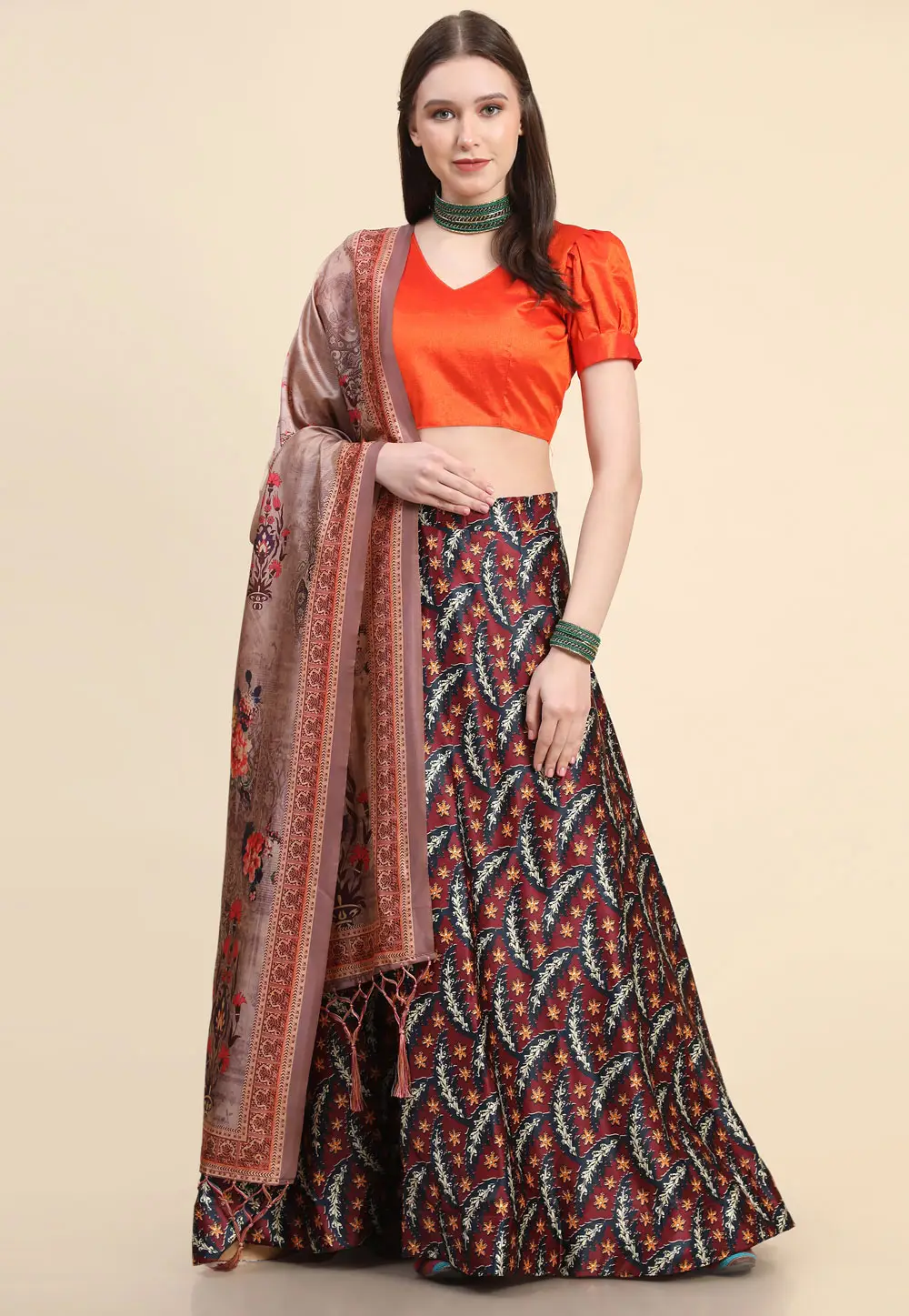 Maroon Satin Silk A Line Lehenga Choli 333522