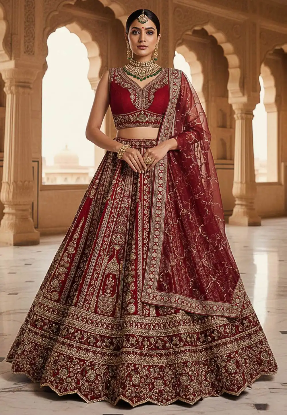 Maroon Silk Bridal Lehenga Choli 318741