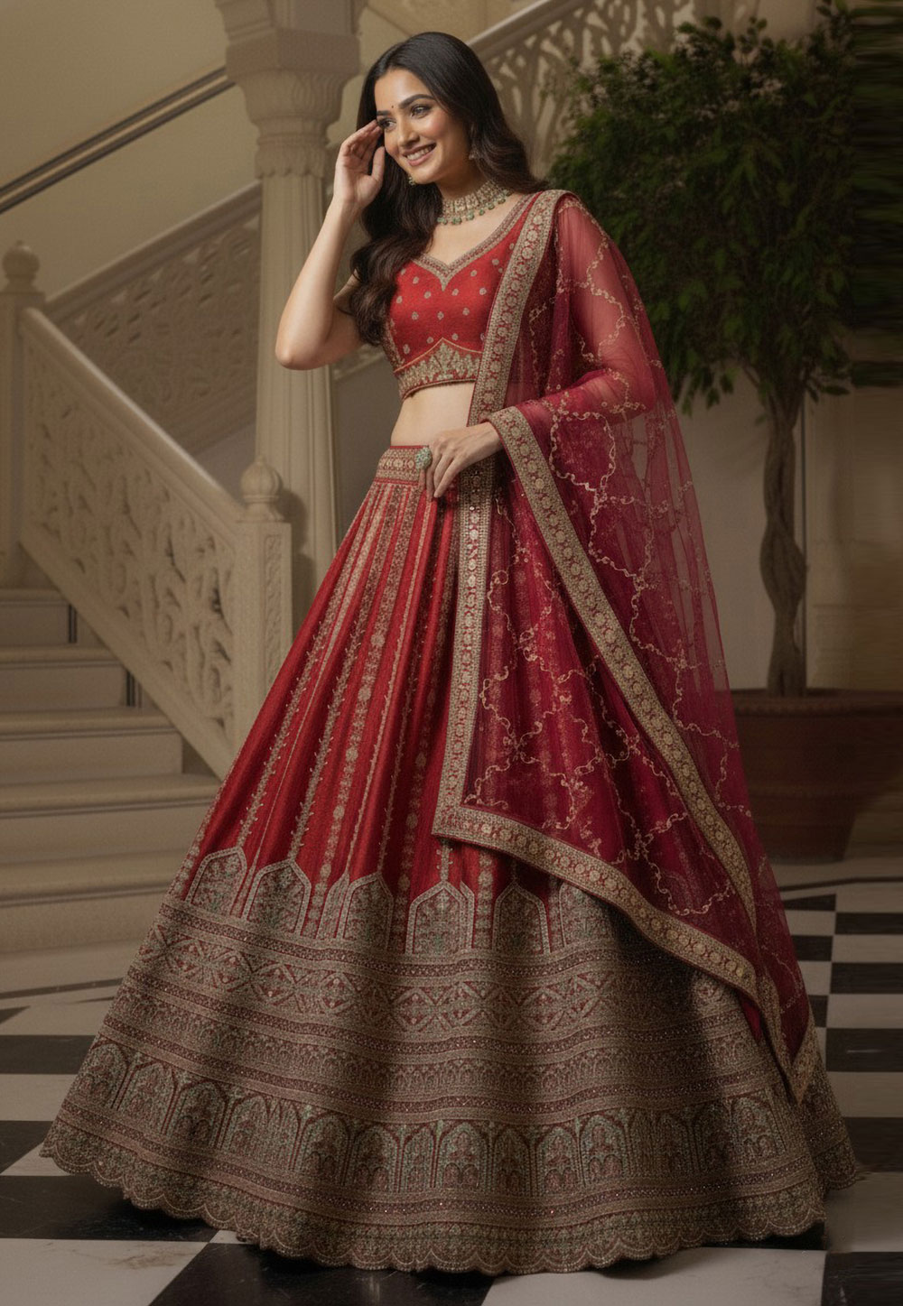 Maroon Silk Bridal Lehenga Choli 320213