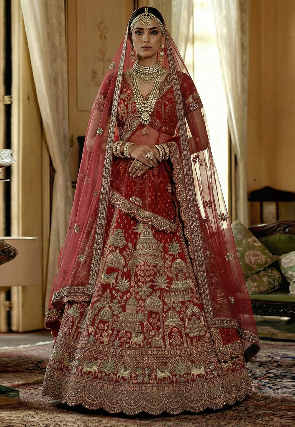 Maroon Silk Bridal Lehenga Choli 321185