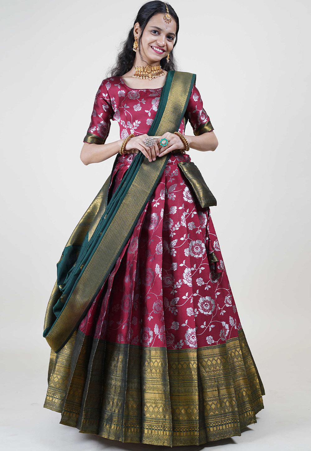 Maroon Silk Circular Lehenga Choli 284363