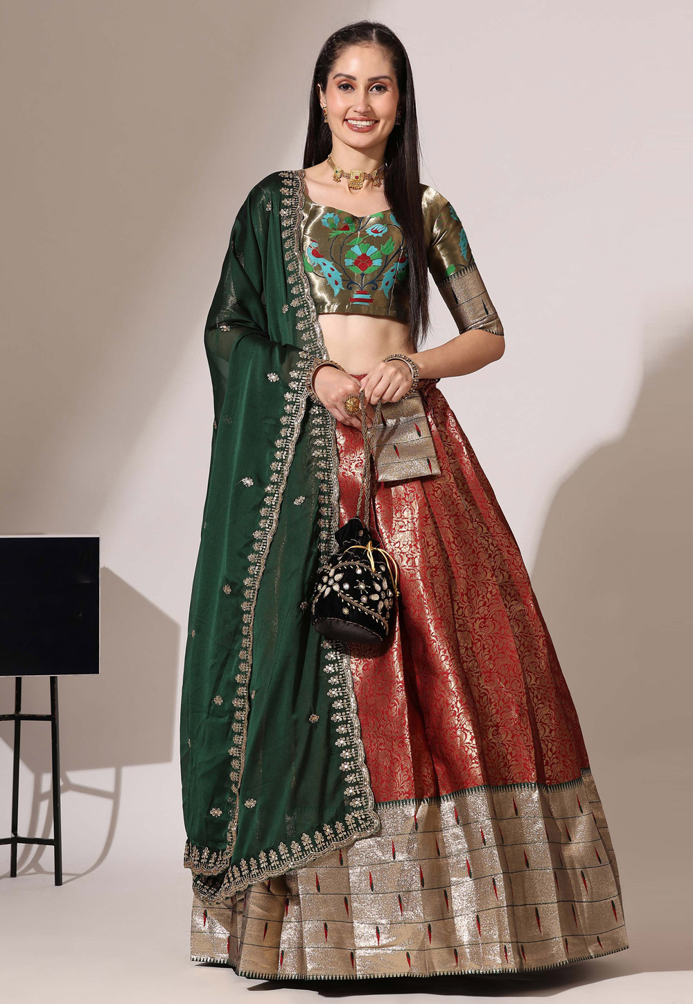 Maroon Silk Circular Lehenga Choli 326550