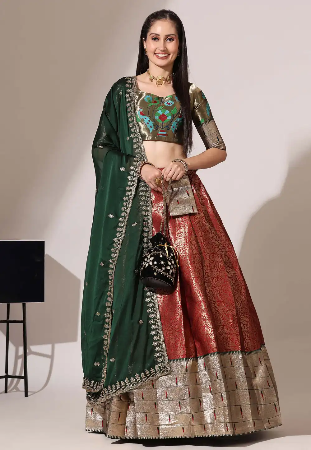 Maroon Silk Circular Lehenga Choli 326550