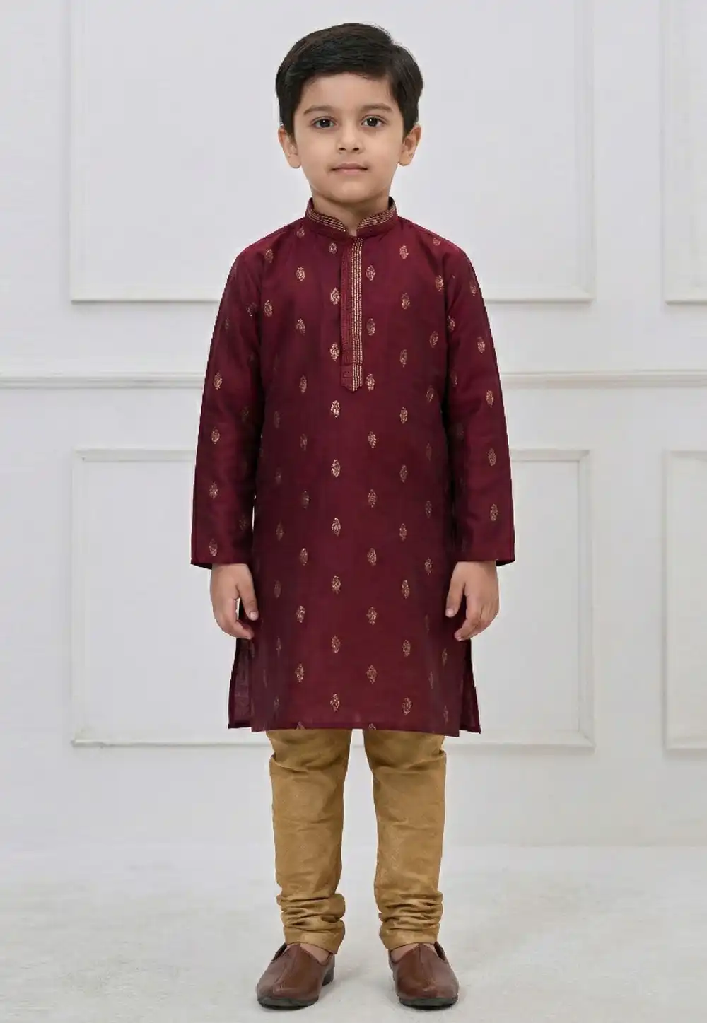 Maroon Silk Kids Kurta Pajama 323129