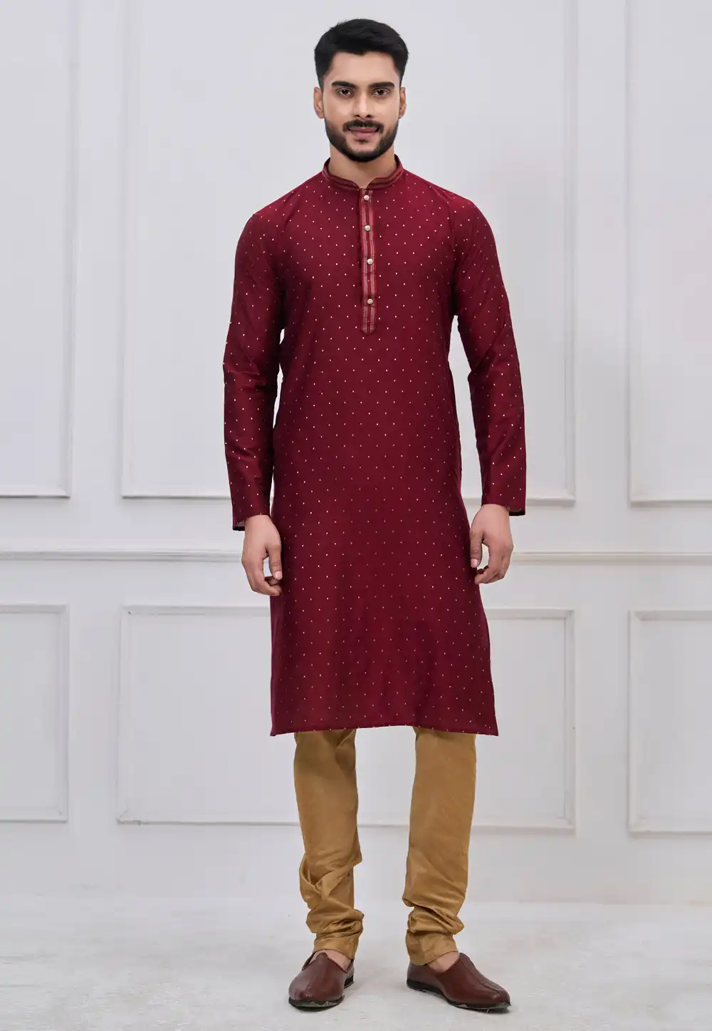 Maroon Silk Kurta Pajama 325170