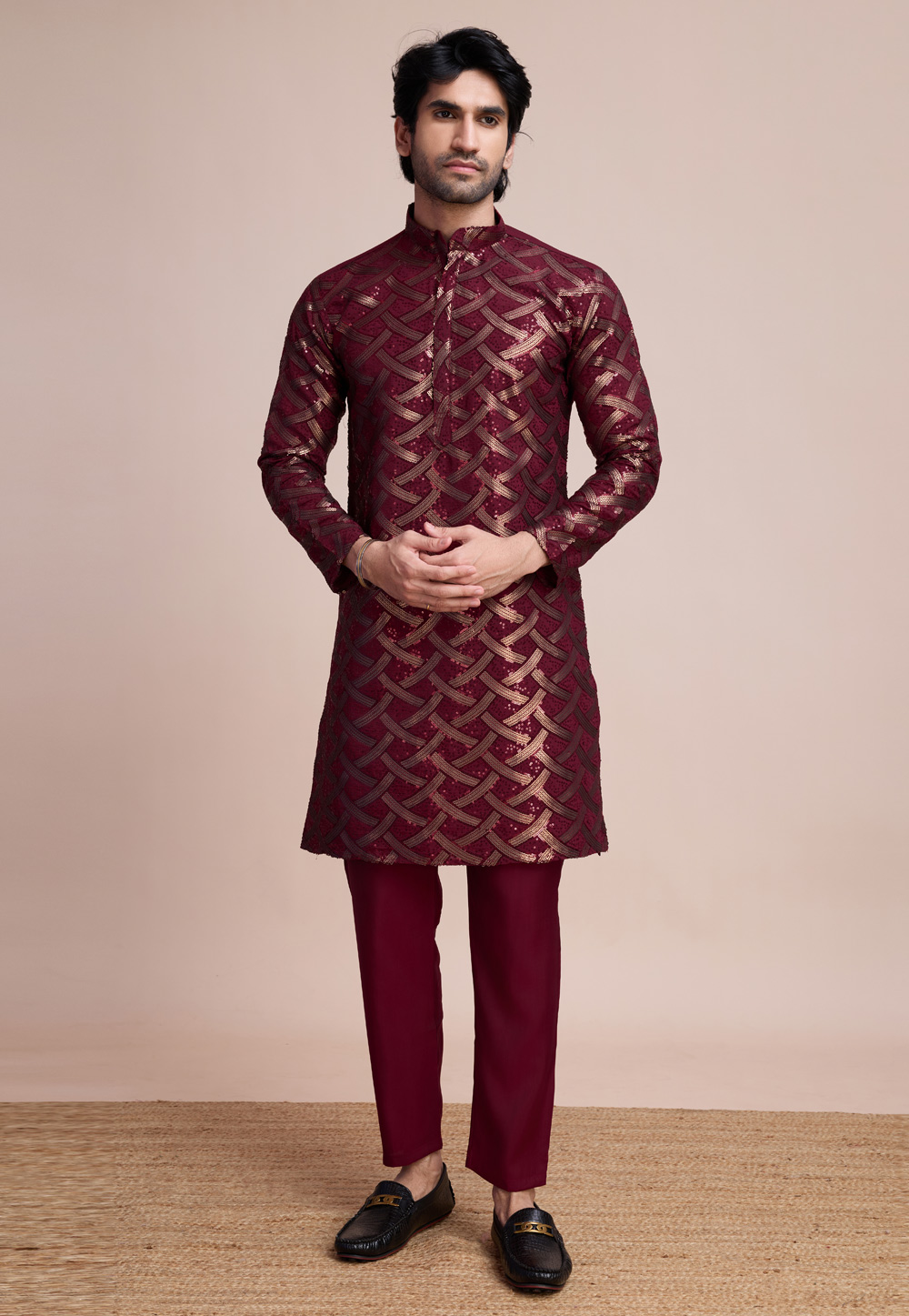 Maroon Silk Kurta Pajama 311663