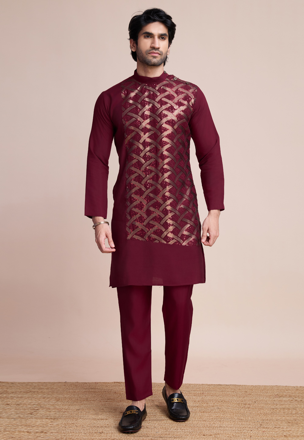 Maroon Silk Kurta Pajama 311677