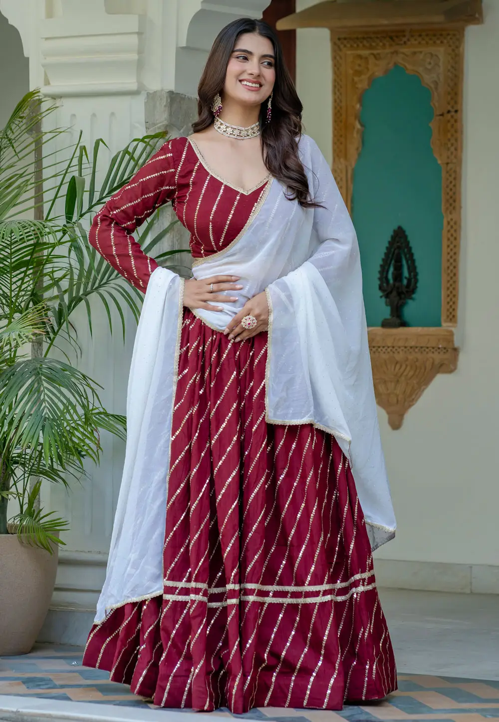 Maroon Silk Lehenga Choli 332110