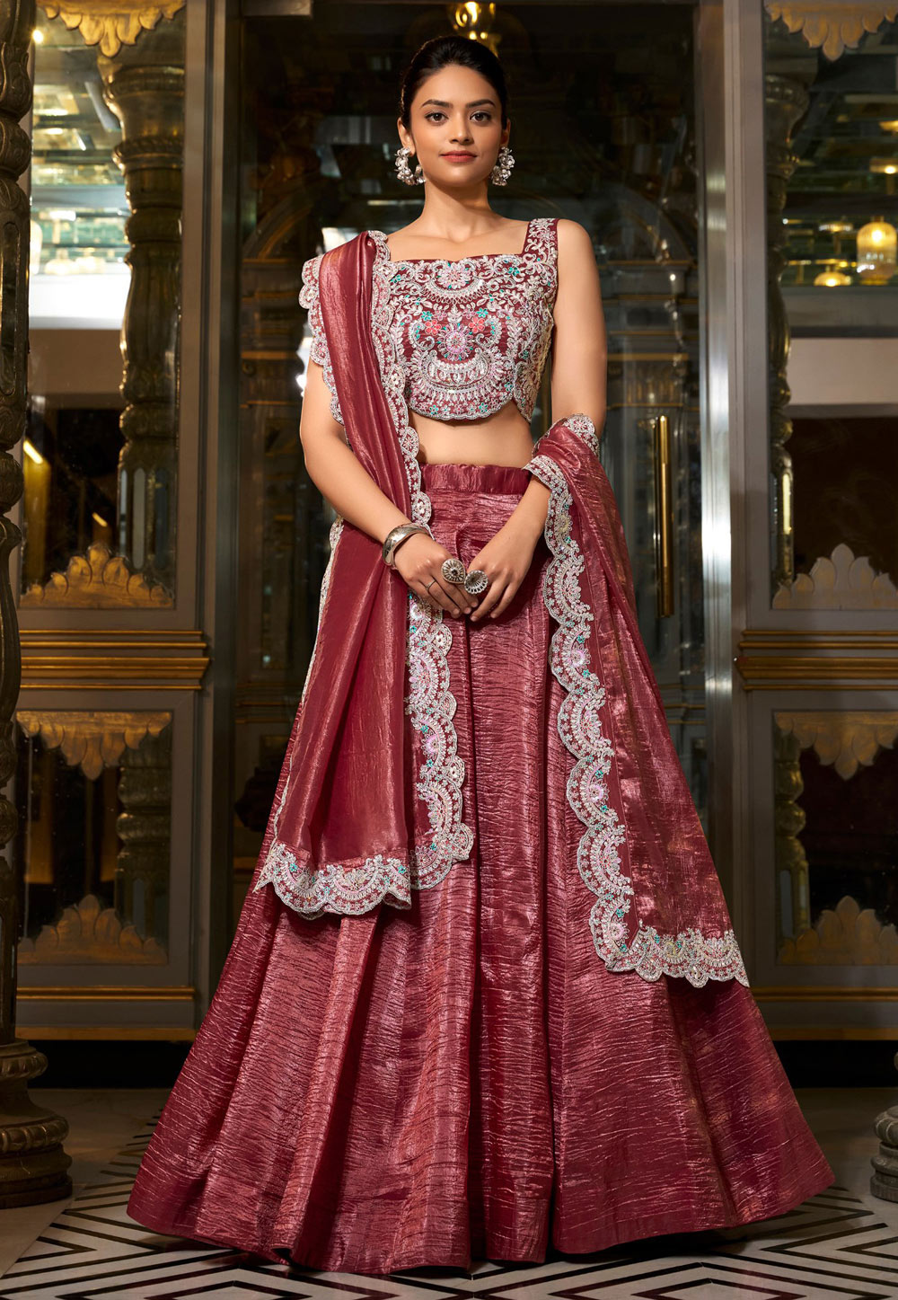 Maroon Silk Lehenga Choli 307533