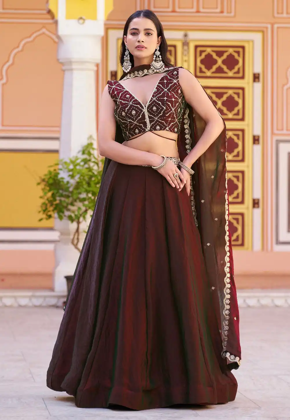 Maroon Silk Lehenga Choli 328819