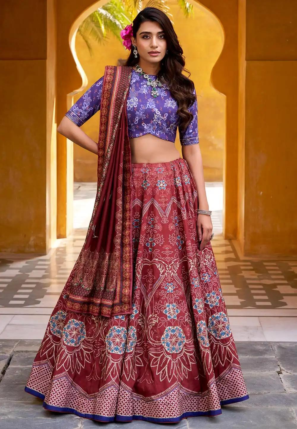 Maroon Silk Lehenga Choli 324173