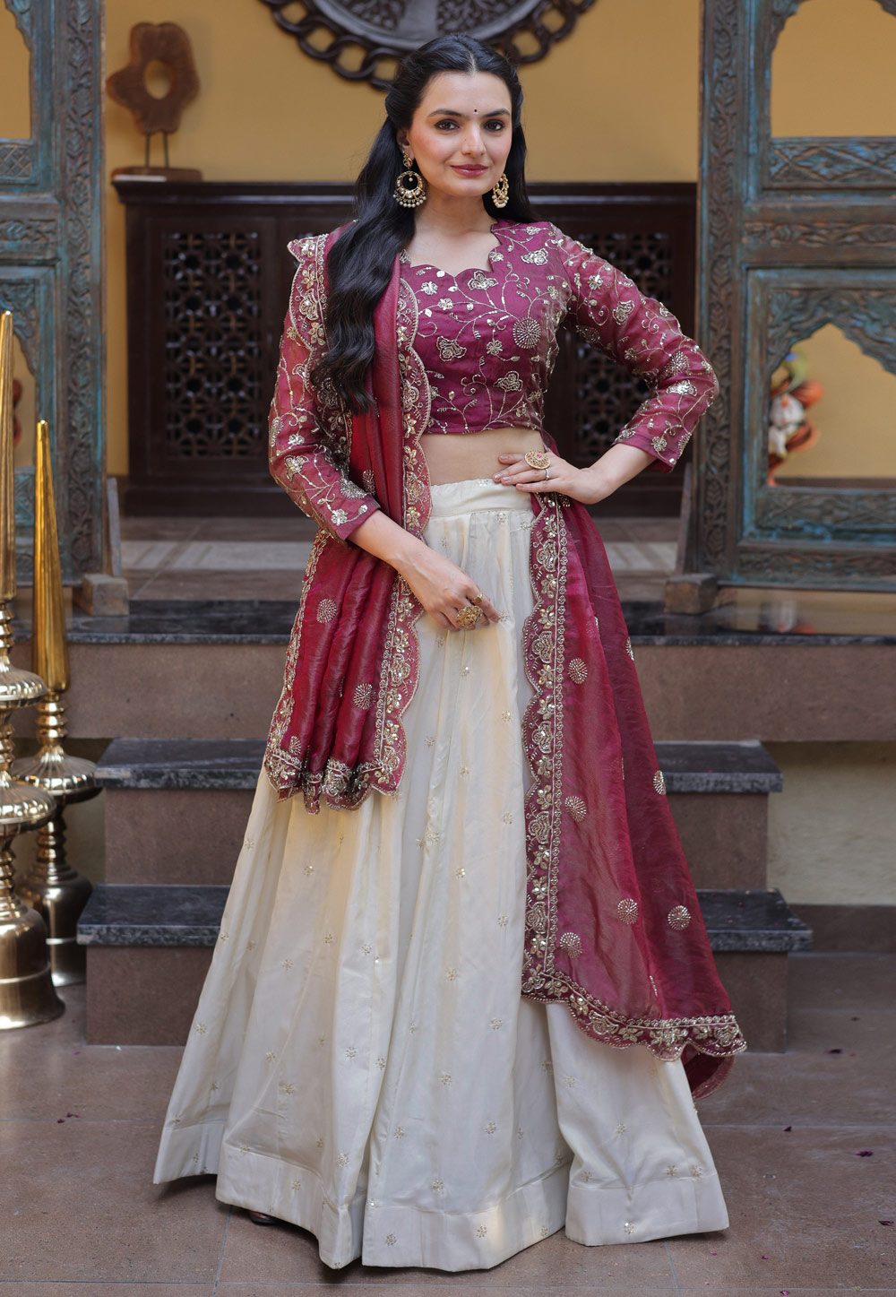 Maroon Silk Lehenga Choli 328794