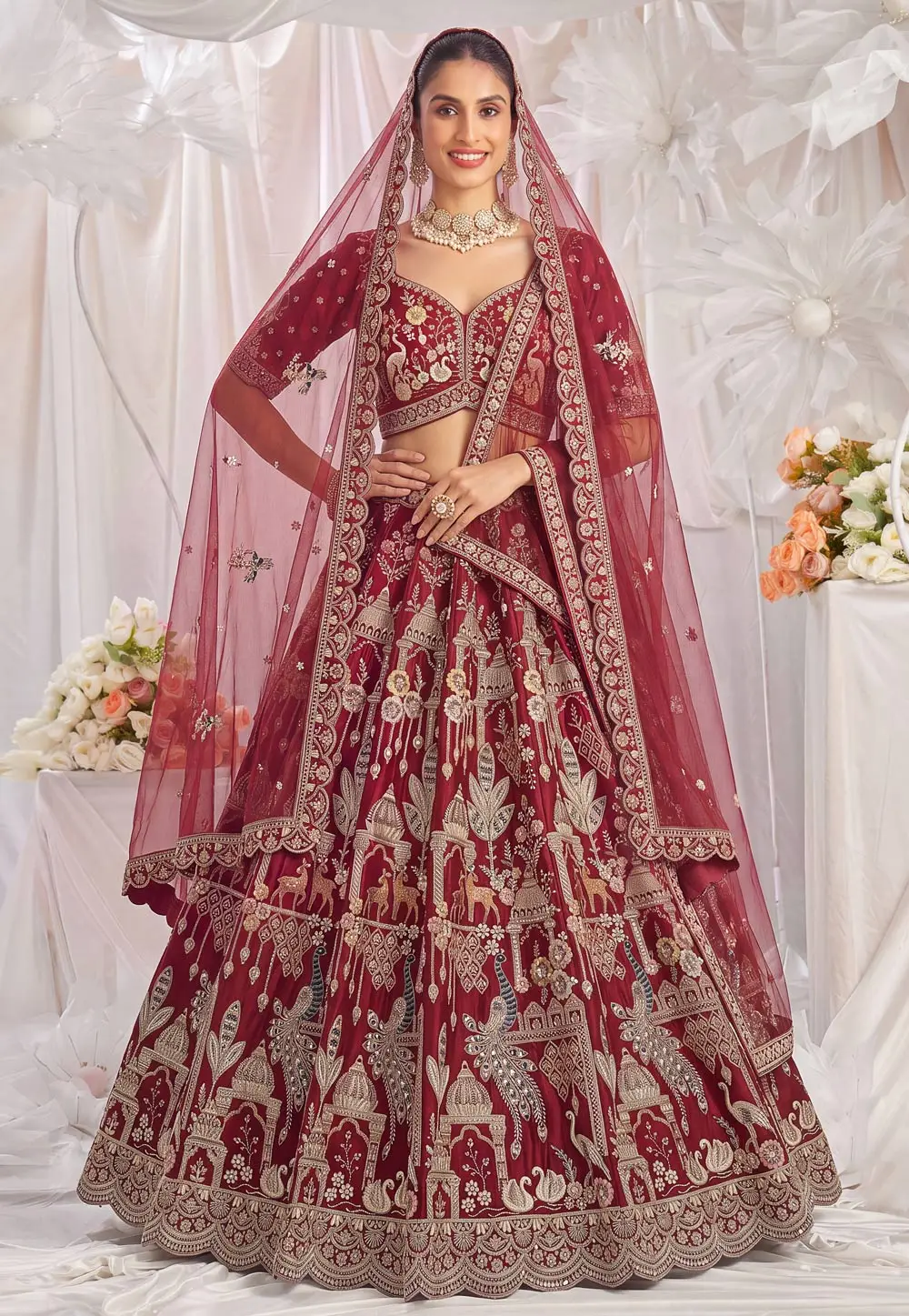 Maroon Silk Lehenga Choli For Wedding 335375