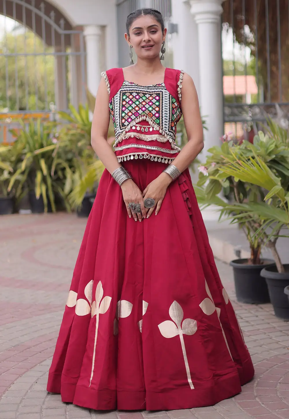 Maroon Silk Navratri Chaniya Choli 333697