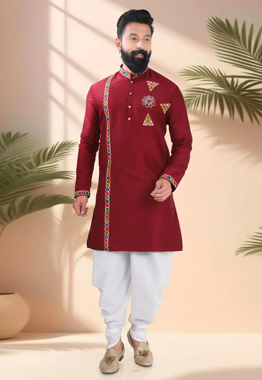 Maroon Silk Navratri Dhoti Kurta 315606