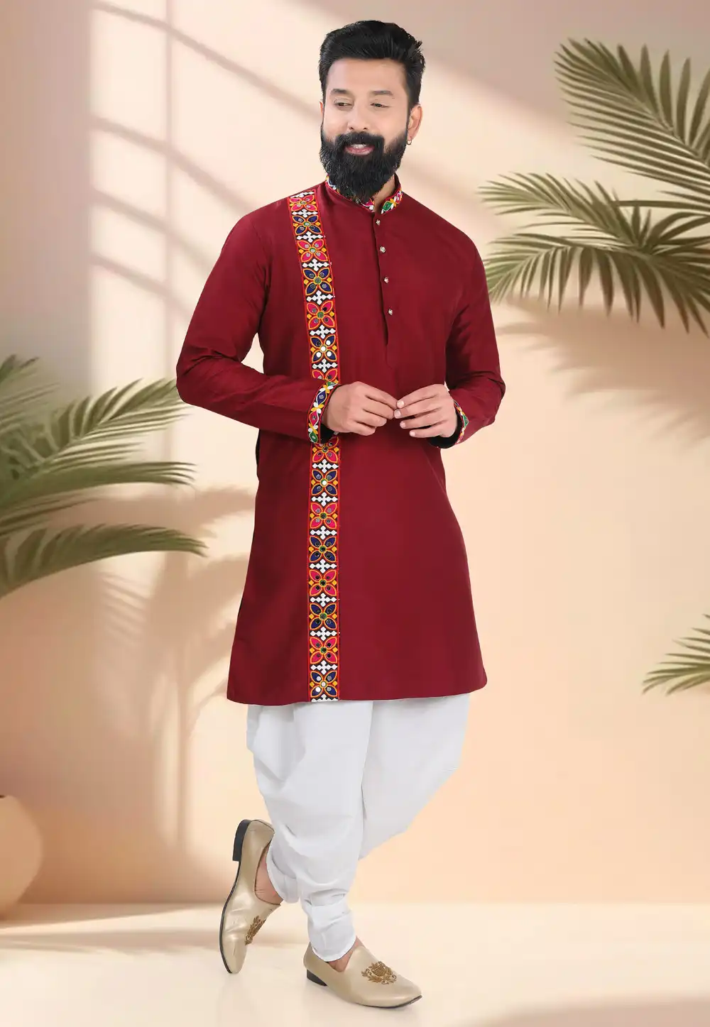 Maroon Silk Navratri Dhoti Kurta 315613
