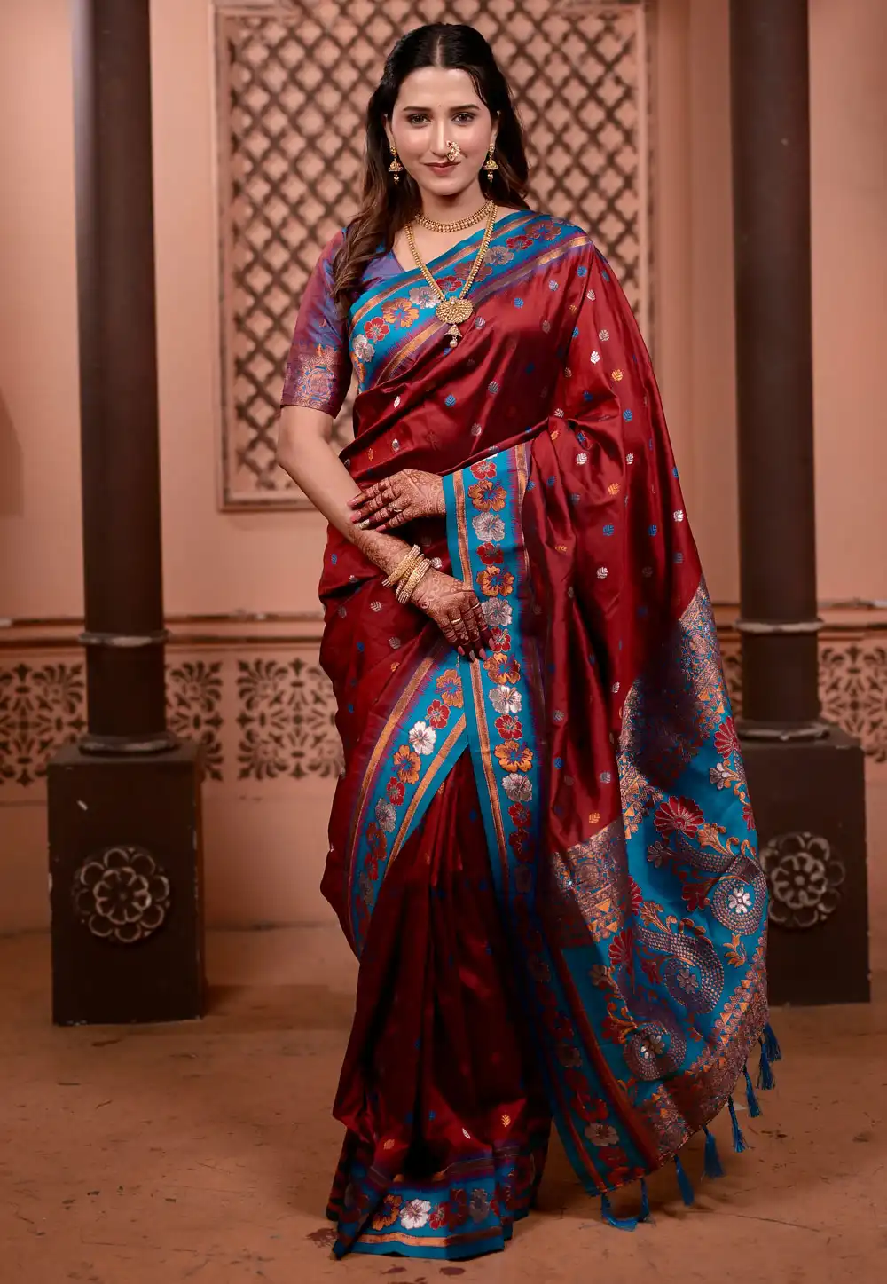 Maroon Silk Paithani Saree 327761
