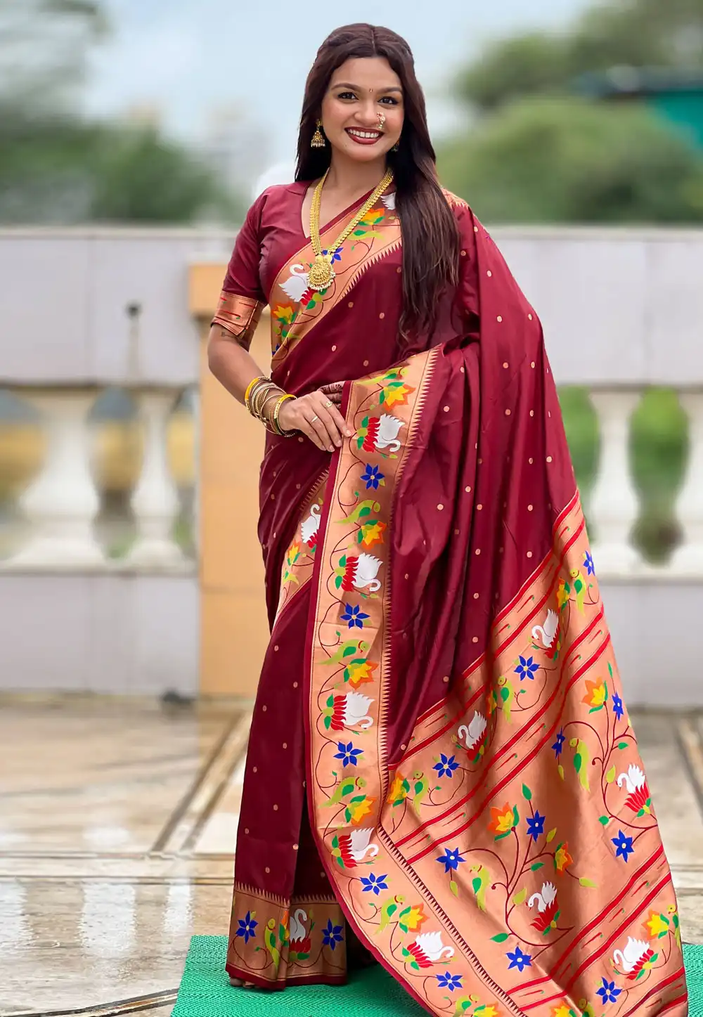 Maroon Silk Paithani Saree 317705
