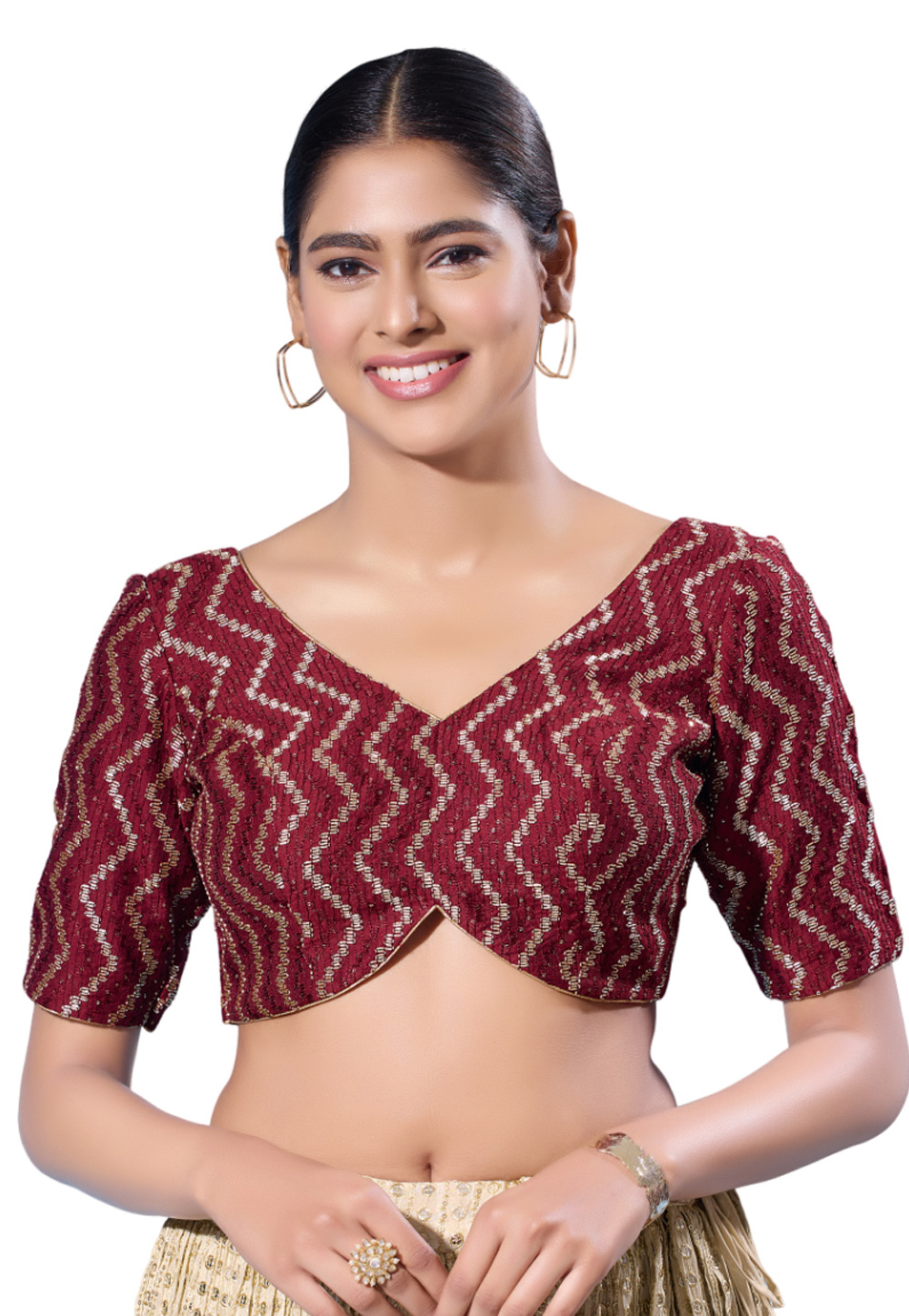 Maroon Silk Readymade Blouse 284877