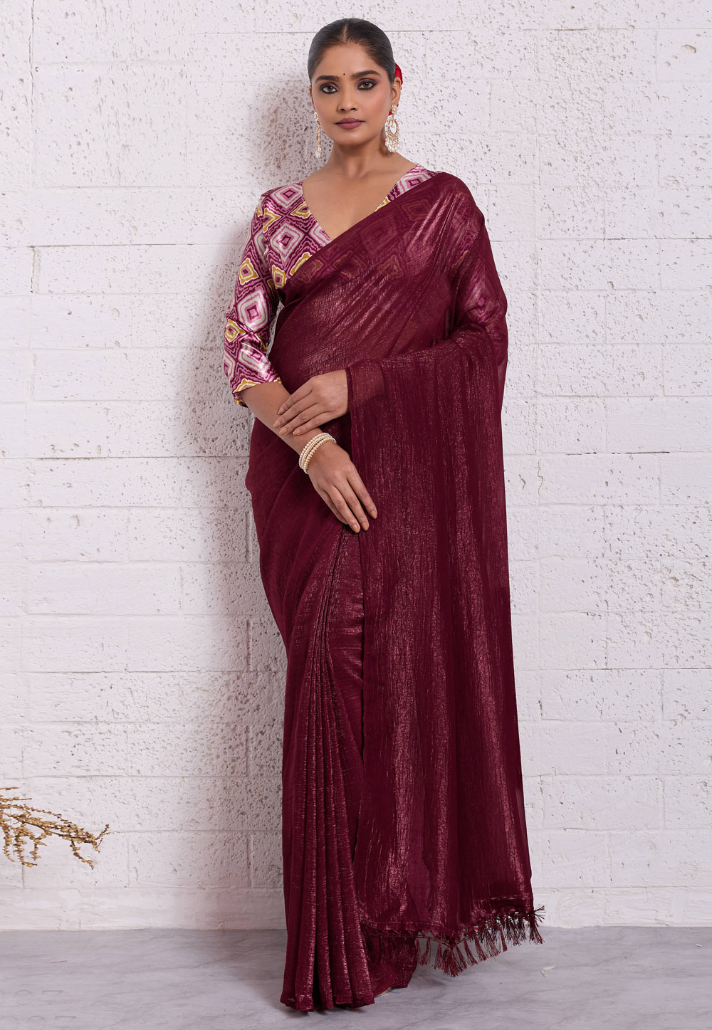 Maroon Silk Saree With Blouse 326365