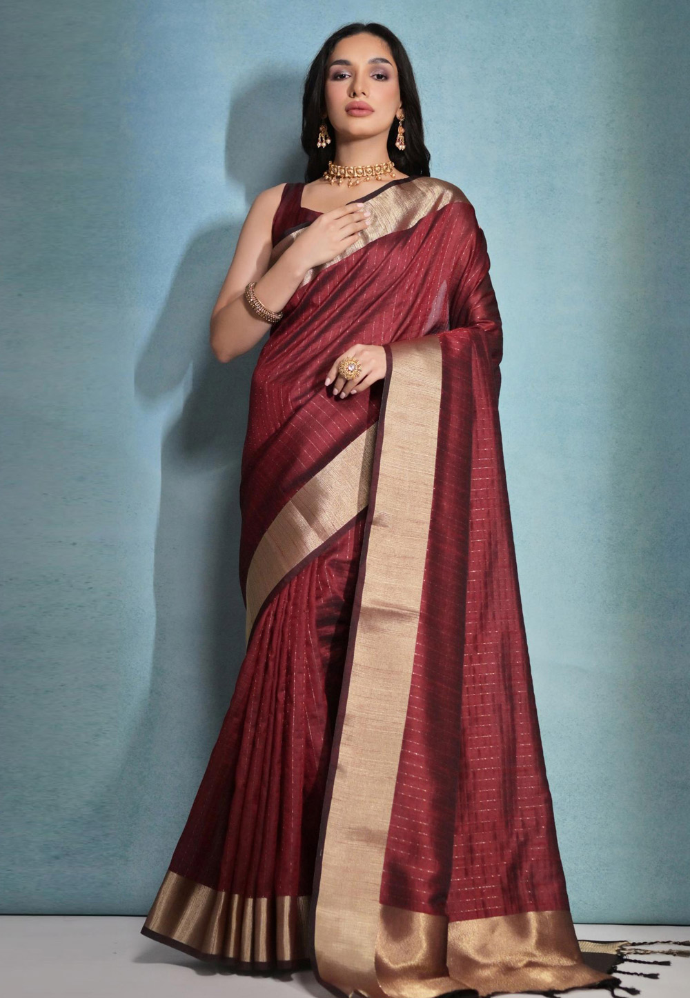 Maroon Silk Saree With Blouse 281945