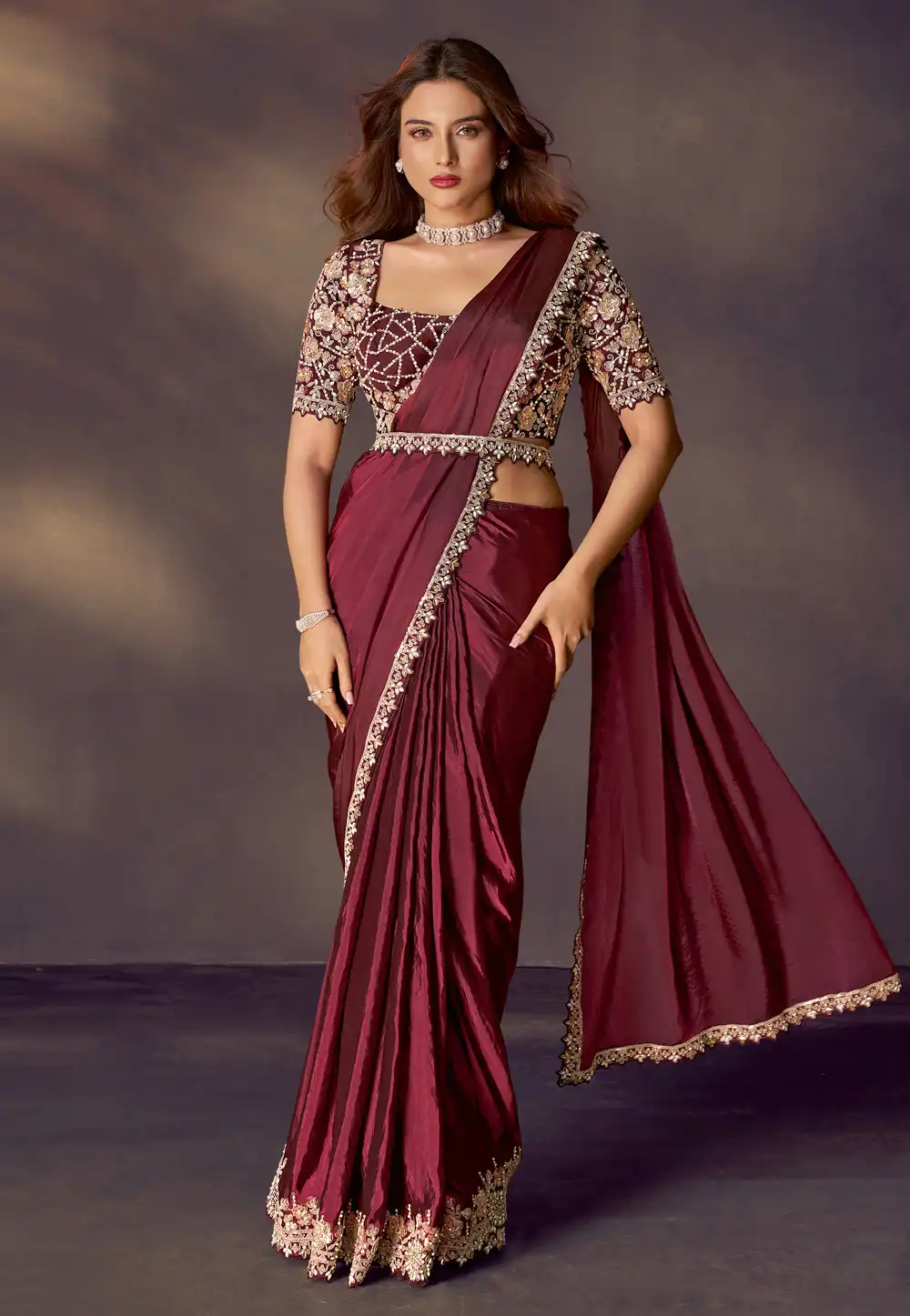 Maroon Silk Saree With Blouse 318949