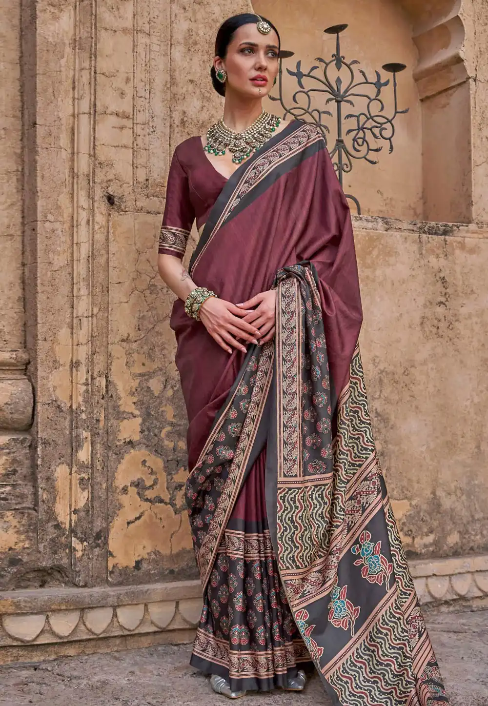 Maroon Silk Saree With Blouse 310021