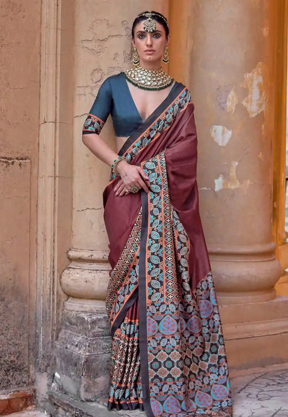 Maroon Silk Saree With Blouse 310025